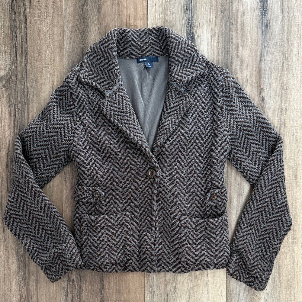 Gap kids size large girls 12 houndstooth, sparkle, stretch lined blazer jacket